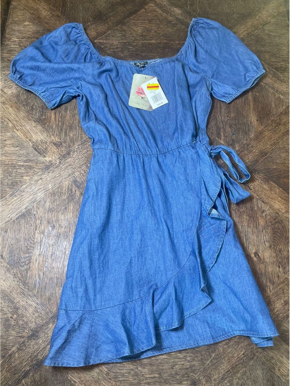 Lily Rose Girls large blue Jean dress NEW